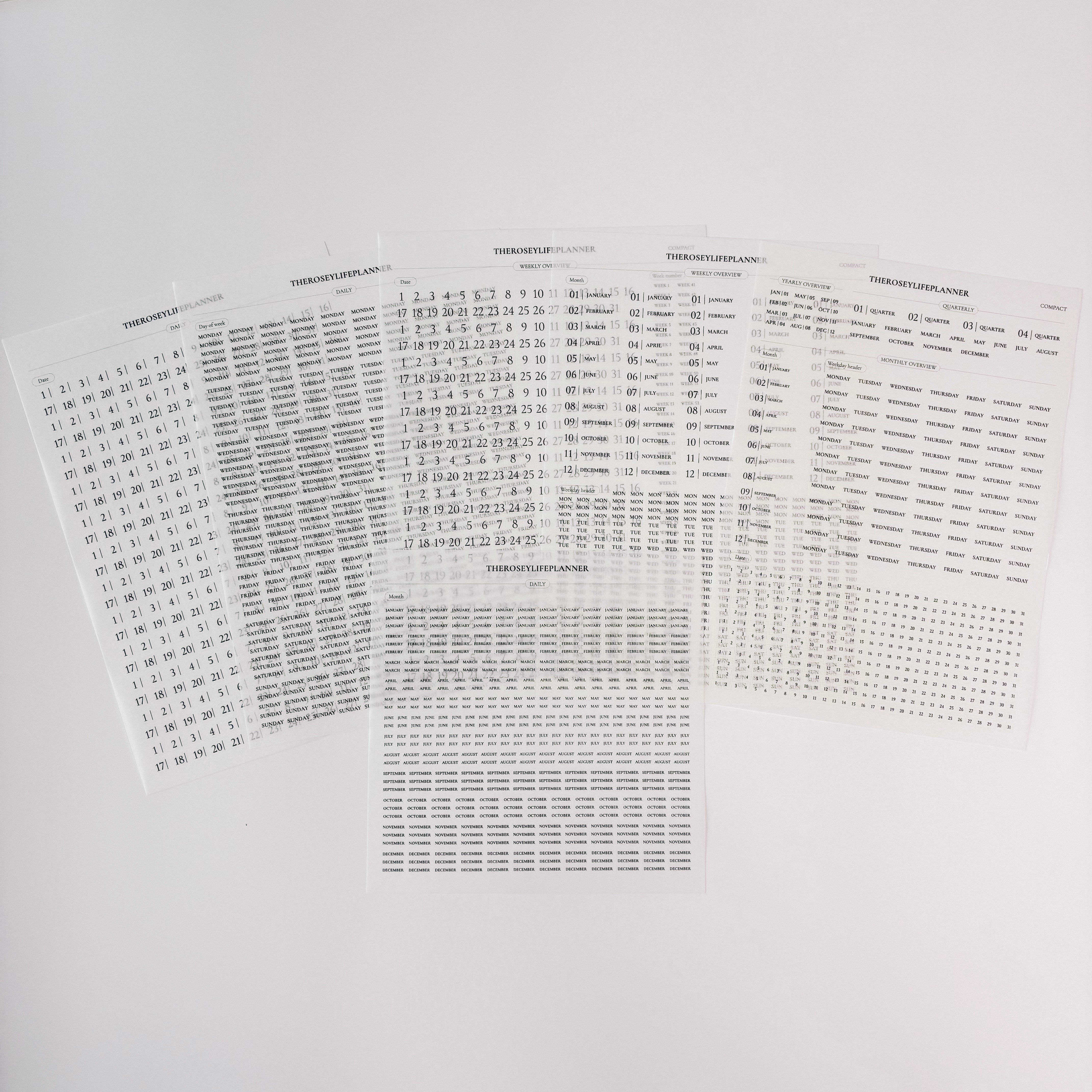 Dated Sticker DATE STICKERS FOR UNDATED PLANNERS & NOTEBOOKS | GOLD, BLACK OR ROSE G ...