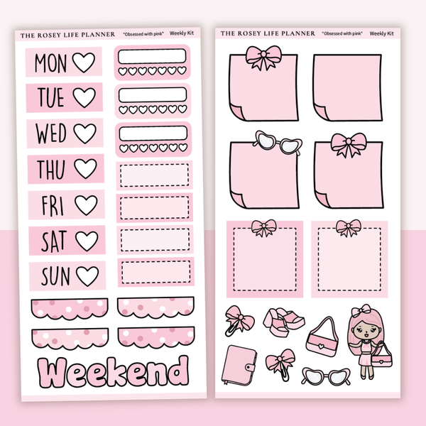 STICKER KIT | Pink Obsession | WEEKLY | COMPACT- HOBONICHI WEEKS - A6 - PASSPORT