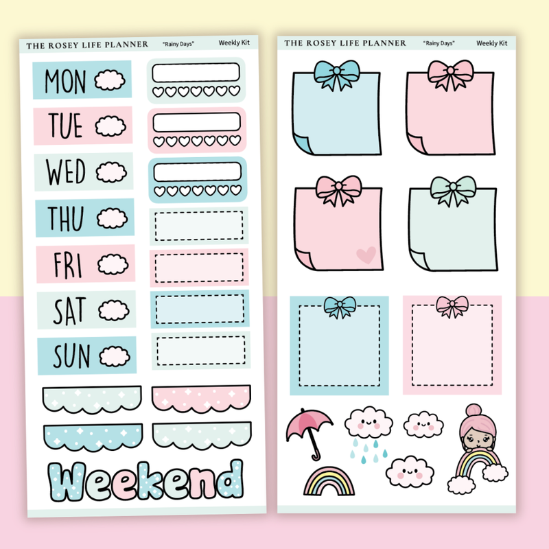 STICKER KIT | Rainy | WEEKLY | COMPACT- HOBONICHI WEEKS - A6 - PASSPORT