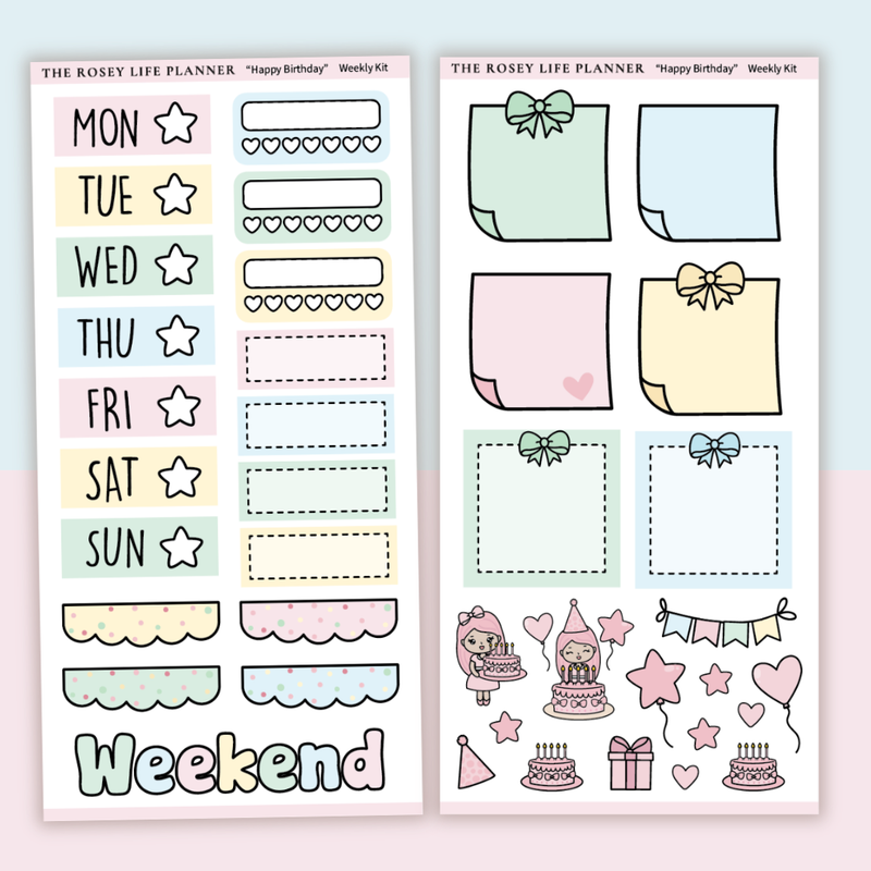 STICKER KIT | Birthday | WEEKLY | COMPACT- HOBONICHI WEEKS - A6 - PASSPORT