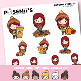 Autumn vibes 3 EMOTI GIRLS  | POSEMII CHARACTER STICKERS | 7 OPTIONS
