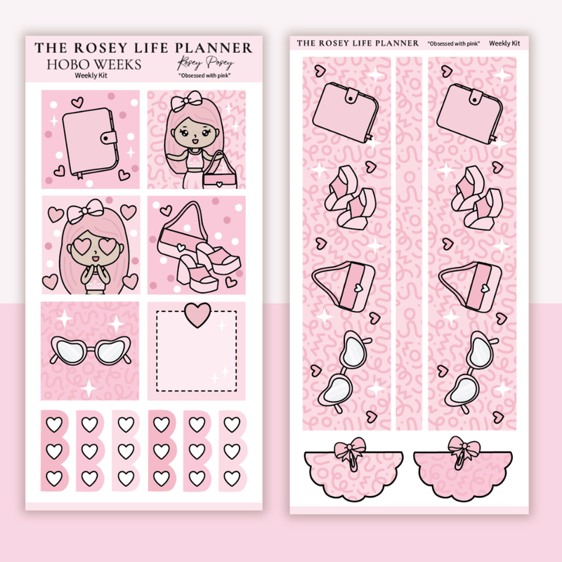 STICKER KIT | Pink Obsession | WEEKLY | COMPACT- HOBONICHI WEEKS - A6 - PASSPORT