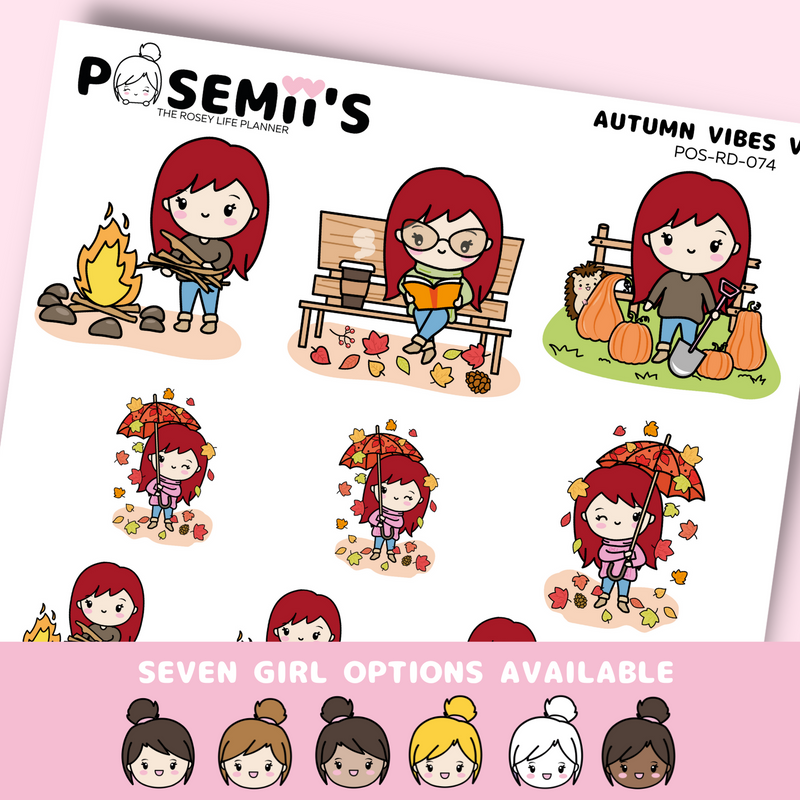 Autumn vibes 5 EMOTI GIRLS  | POSEMII CHARACTER STICKERS | 7 OPTIONS