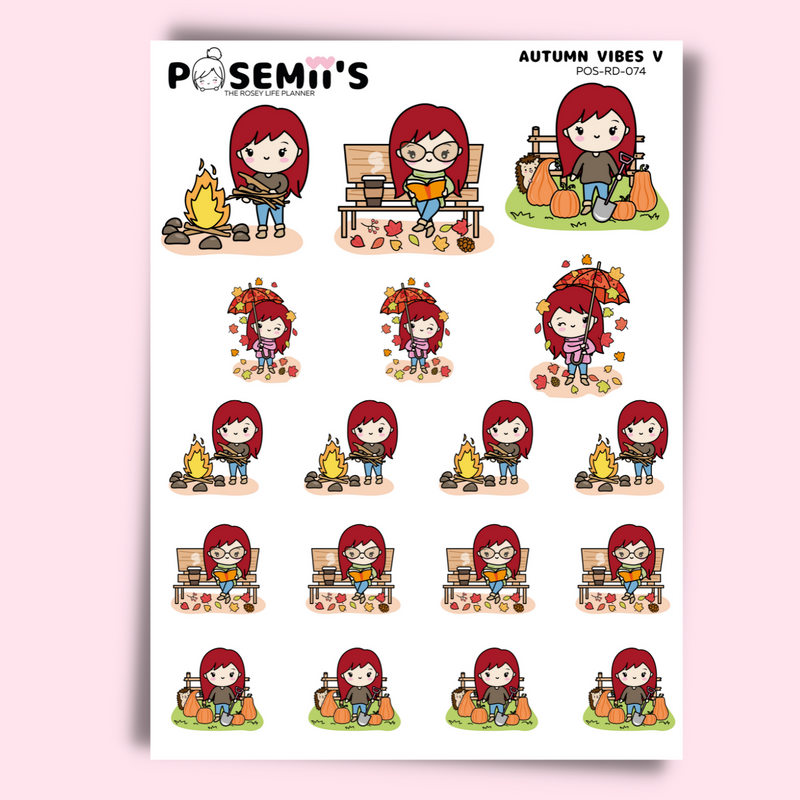 Autumn vibes 5 EMOTI GIRLS  | POSEMII CHARACTER STICKERS | 7 OPTIONS