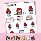 Boss Babe Vibes 1 EMOTI GIRLS  | POSEMII CHARACTER STICKERS | 7 OPTIONS