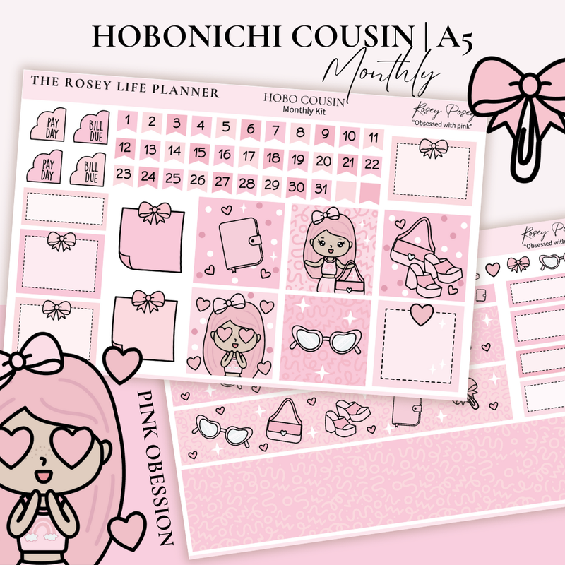 STICKER KIT | Pink Obsession | MONTHLY | A5 - HOBONICHI COUSIN - B6