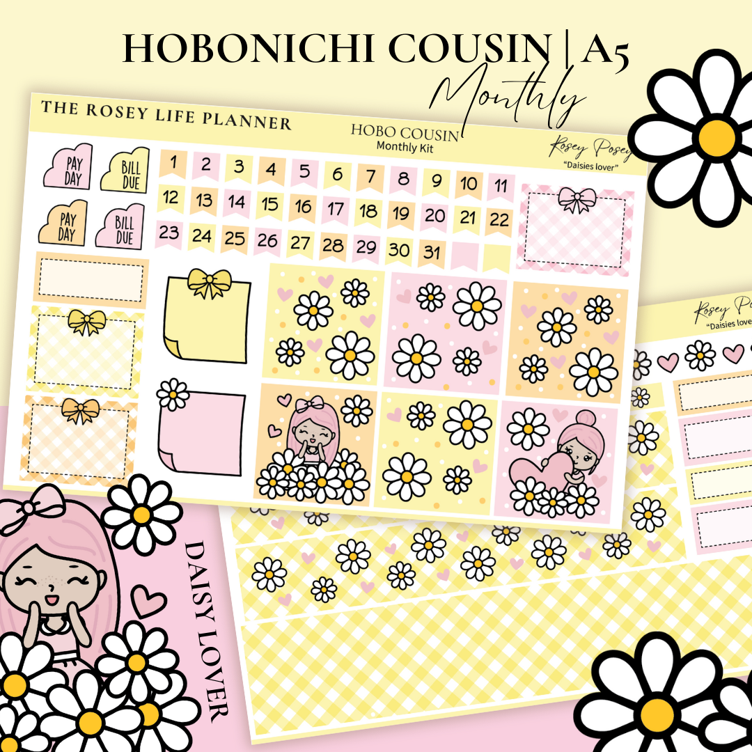 STICKER KIT | Daisy Lover | MONTHLY | A5 - HOBONICHI COUSIN - B6 ...
