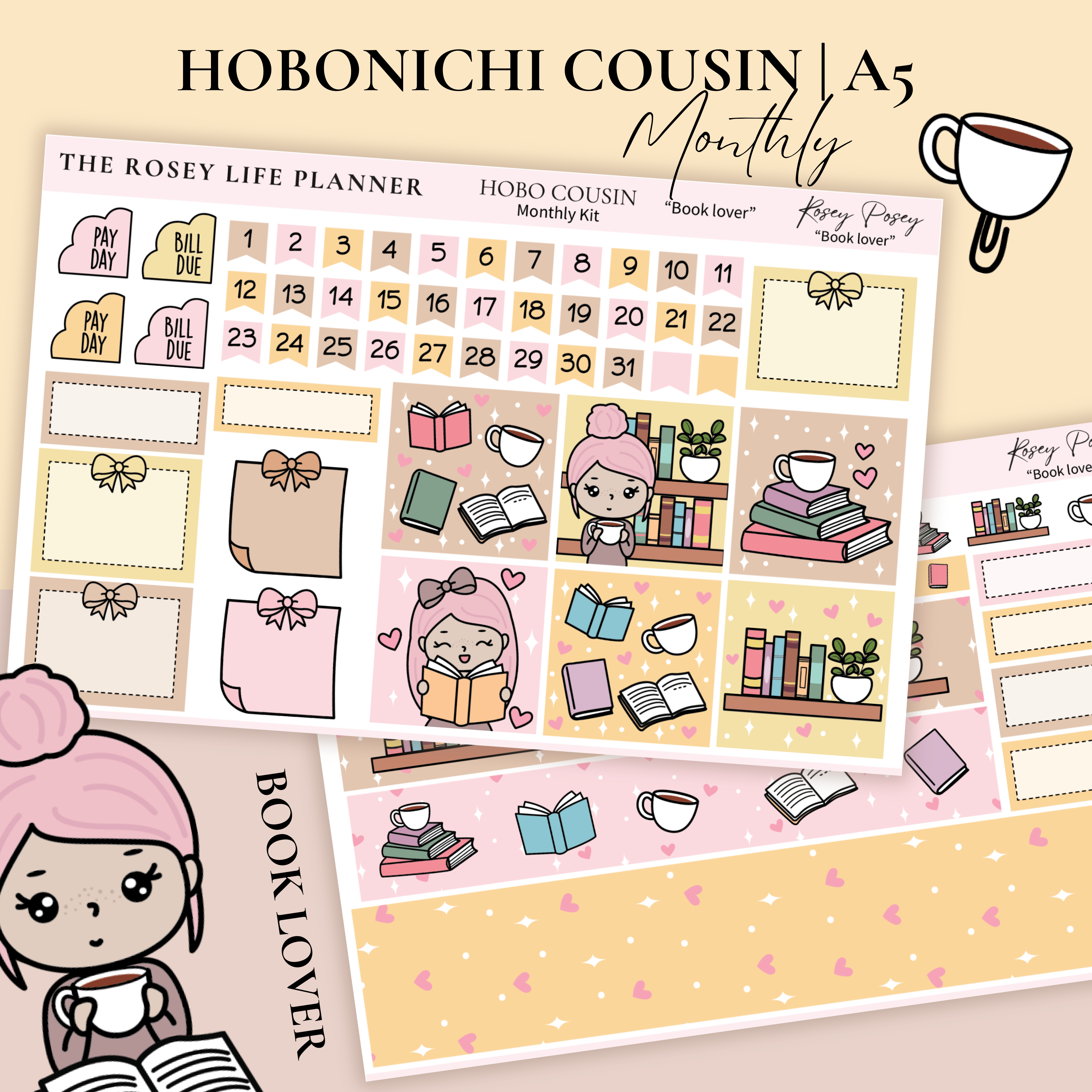 STICKER KIT | BOOK LOVER | MONTHLY | A5 - HOBONICHI COUSIN - B6 ...