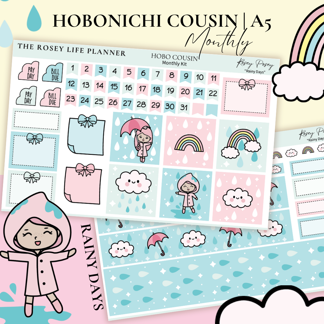STICKER KIT | Rainy | MONTHLY | A5 - HOBONICHI COUSIN - B6 ...