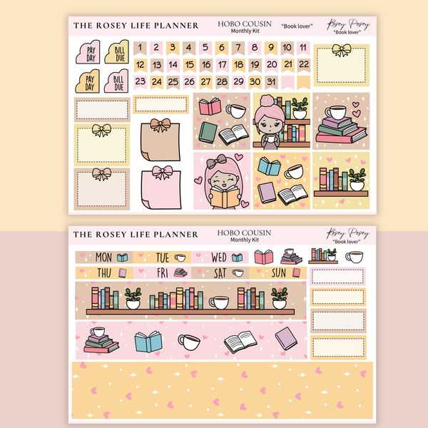 STICKER KIT | BOOK LOVER | MONTHLY | A5 - HOBONICHI COUSIN - B6