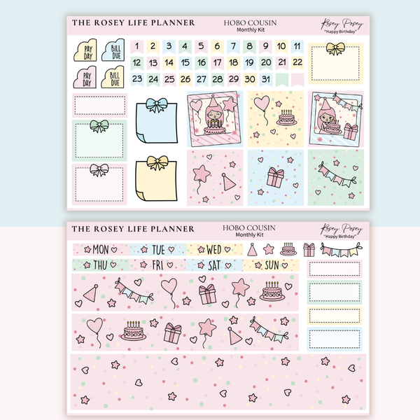 STICKER KIT | Birthday | MONTHLY | A5 - HOBONICHI COUSIN - B6