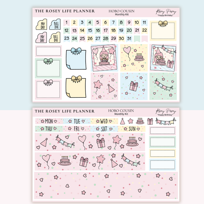 STICKER KIT | Birthday | MONTHLY | A5 - HOBONICHI COUSIN - B6