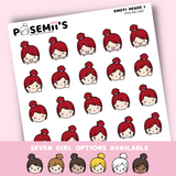 Emoti heads 1 EMOTI GIRLS  | POSEMII CHARACTER STICKERS | 7 OPTIONS