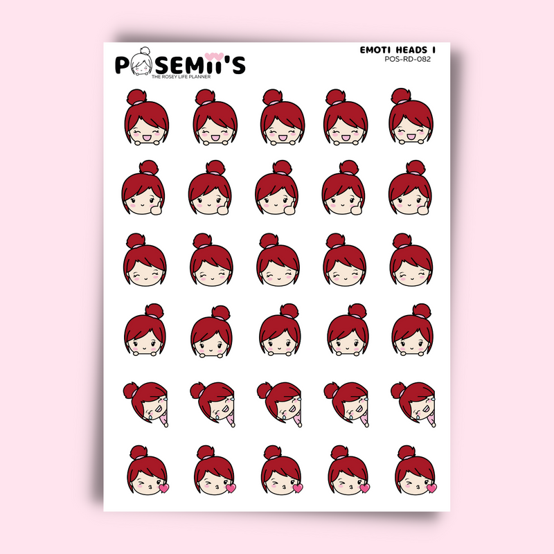 Emoti heads 1 EMOTI GIRLS  | POSEMII CHARACTER STICKERS | 7 OPTIONS