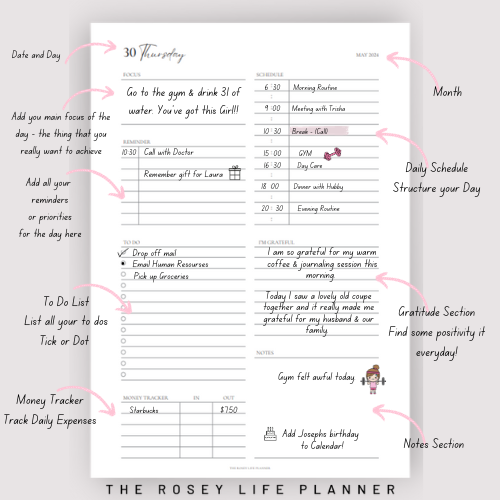 2024 | DATED DAILY PLANNER INSERT | MULTIPLE SIZES