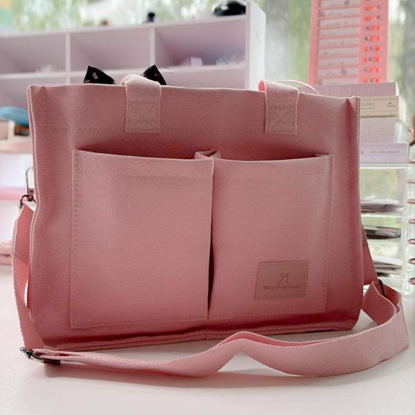 ROSEY PLANNER CARRY CADDY | STATIONARY ORGANIZER | PINK CANVAS