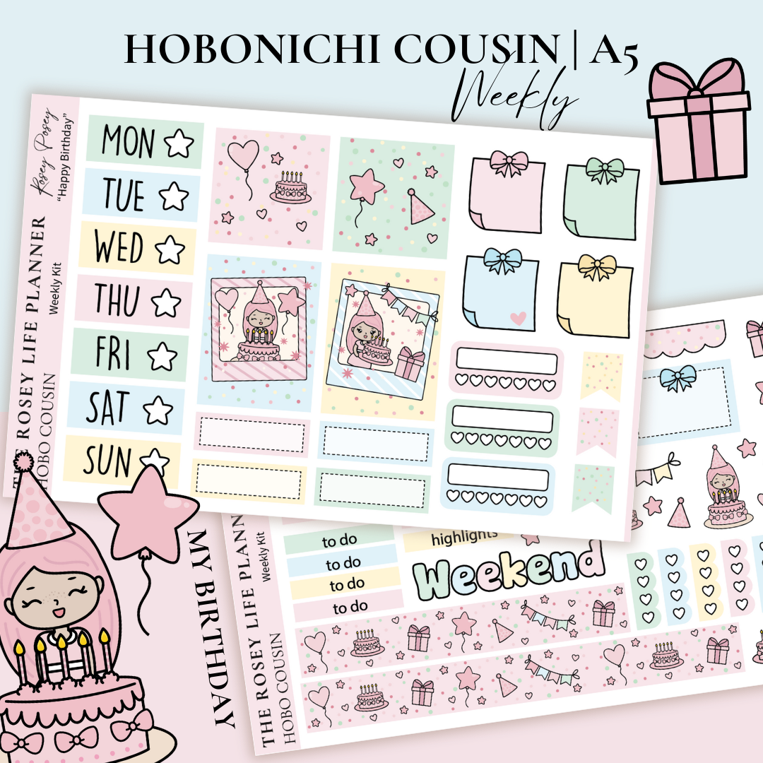 STICKER KIT | Birthday | WEEKLY | A5 - HOBONICHI COUSIN - B6 ...