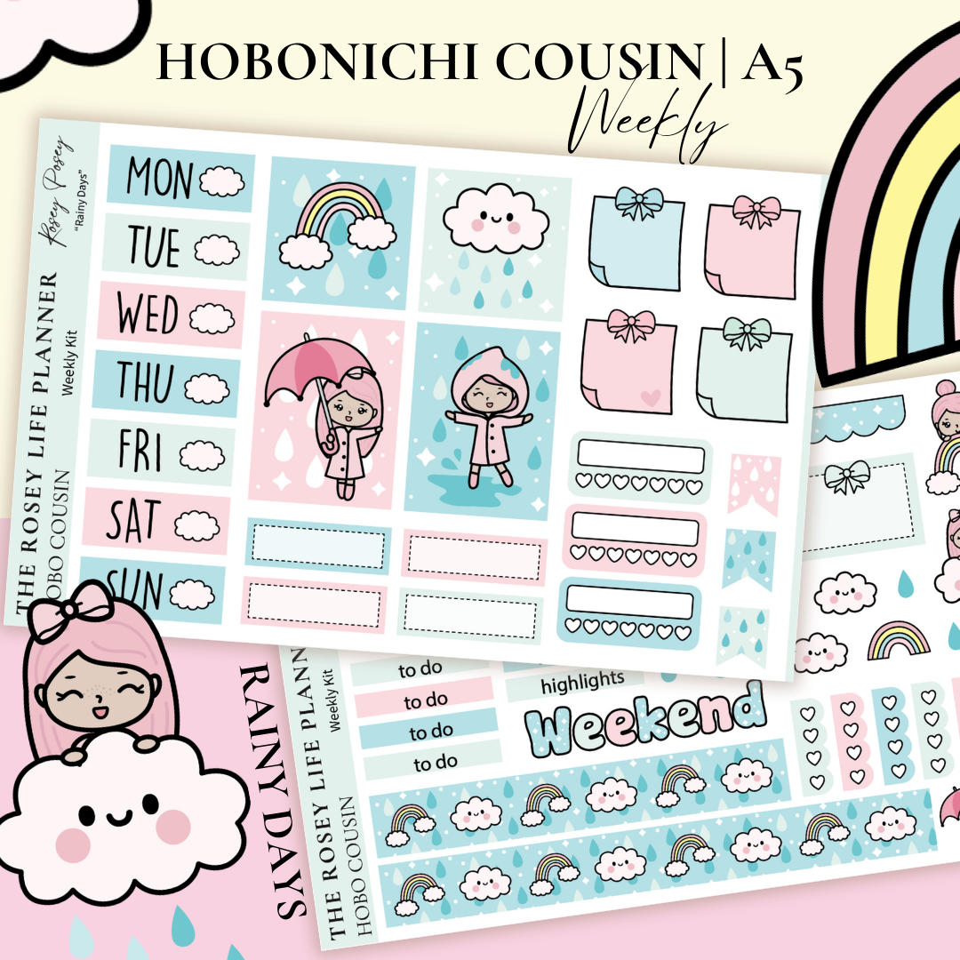 STICKER KIT | Rainy | WEEKLY | A5 - HOBONICHI COUSIN - B6 ...