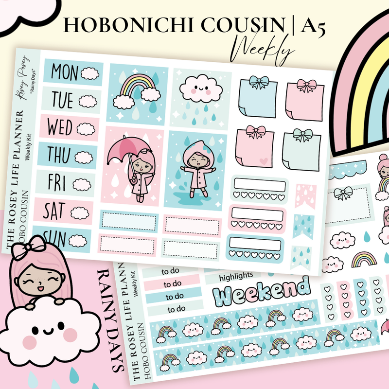 STICKER KIT | Rainy | WEEKLY | A5 - HOBONICHI COUSIN - B6