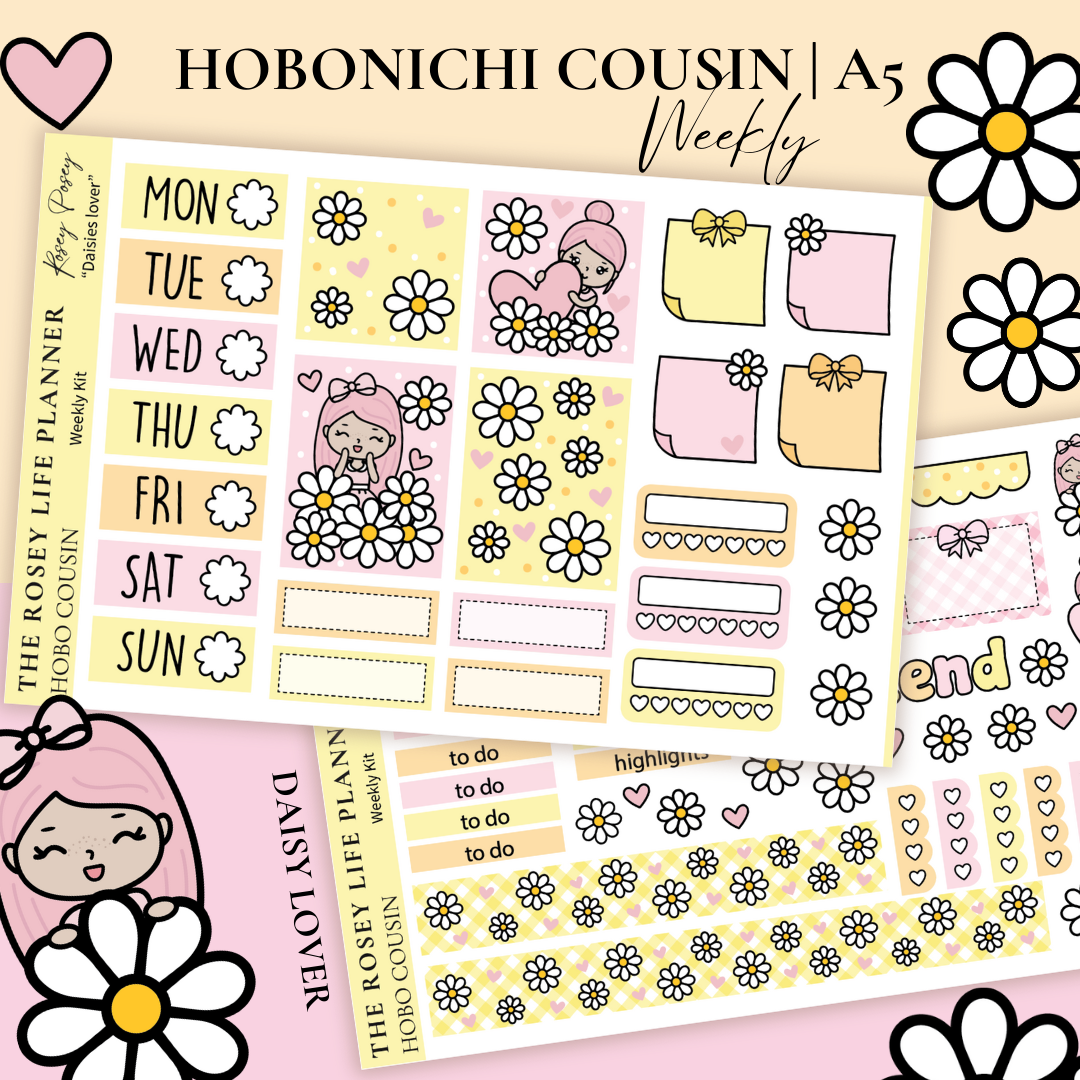 STICKER KIT | Daisy Lover | WEEKLY | A5 - HOBONICHI COUSIN - B6 ...