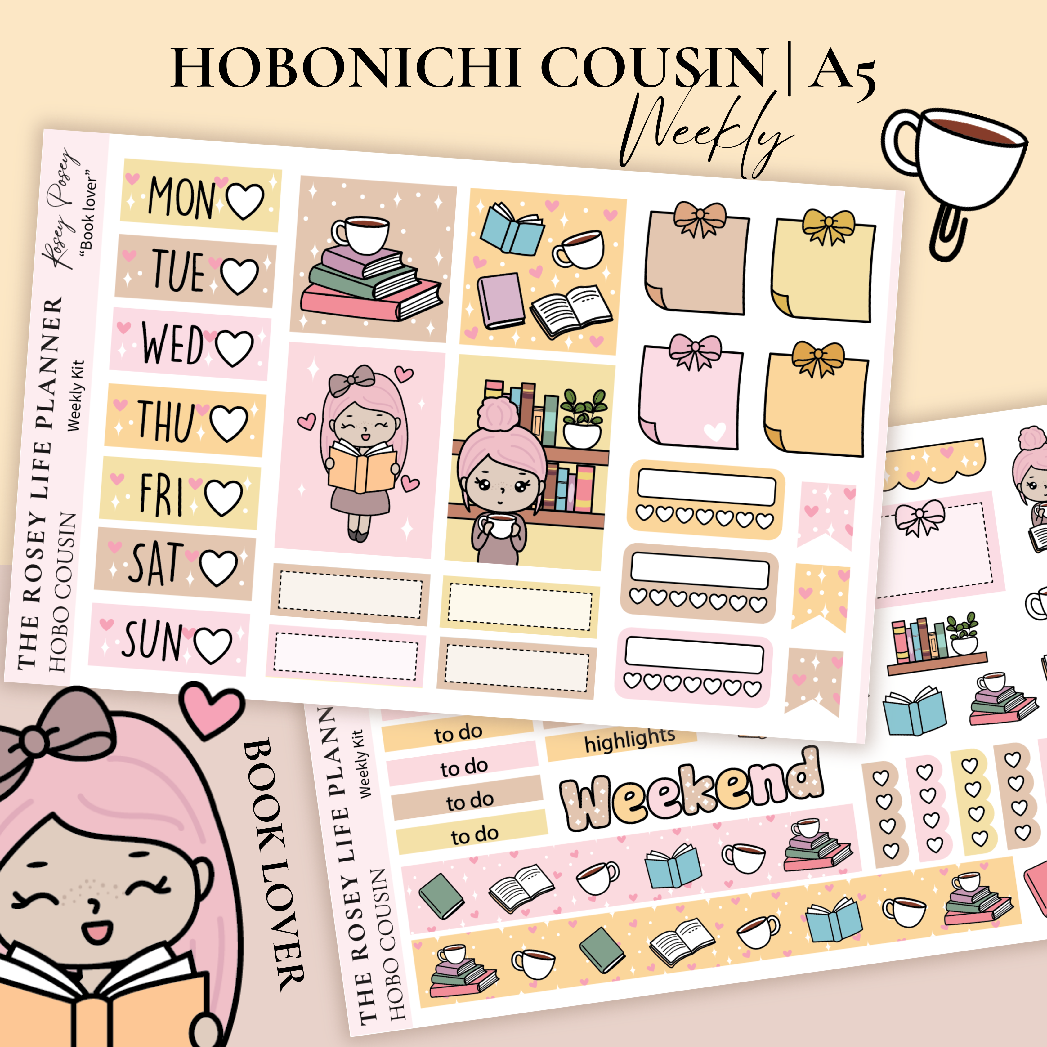 STICKER KIT | BOOK LOVER | WEEKLY | A5 - HOBONICHI COUSIN - B6 ...