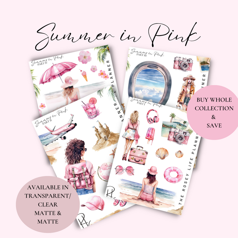 SUMMER IN PINK COLLECTION | DECO STICKERS | Clear Matte