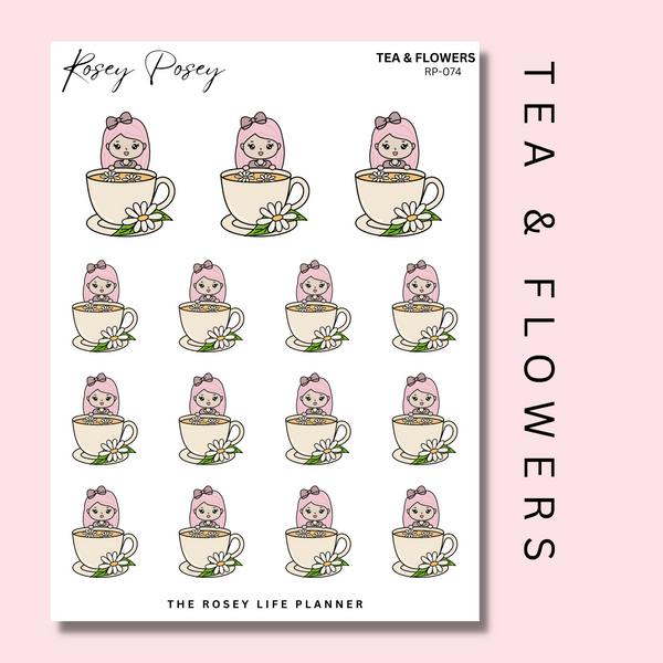 TEA & FLOWERS | ROSEY POSEY | CLEAR MATTE & MATTE | RP-074