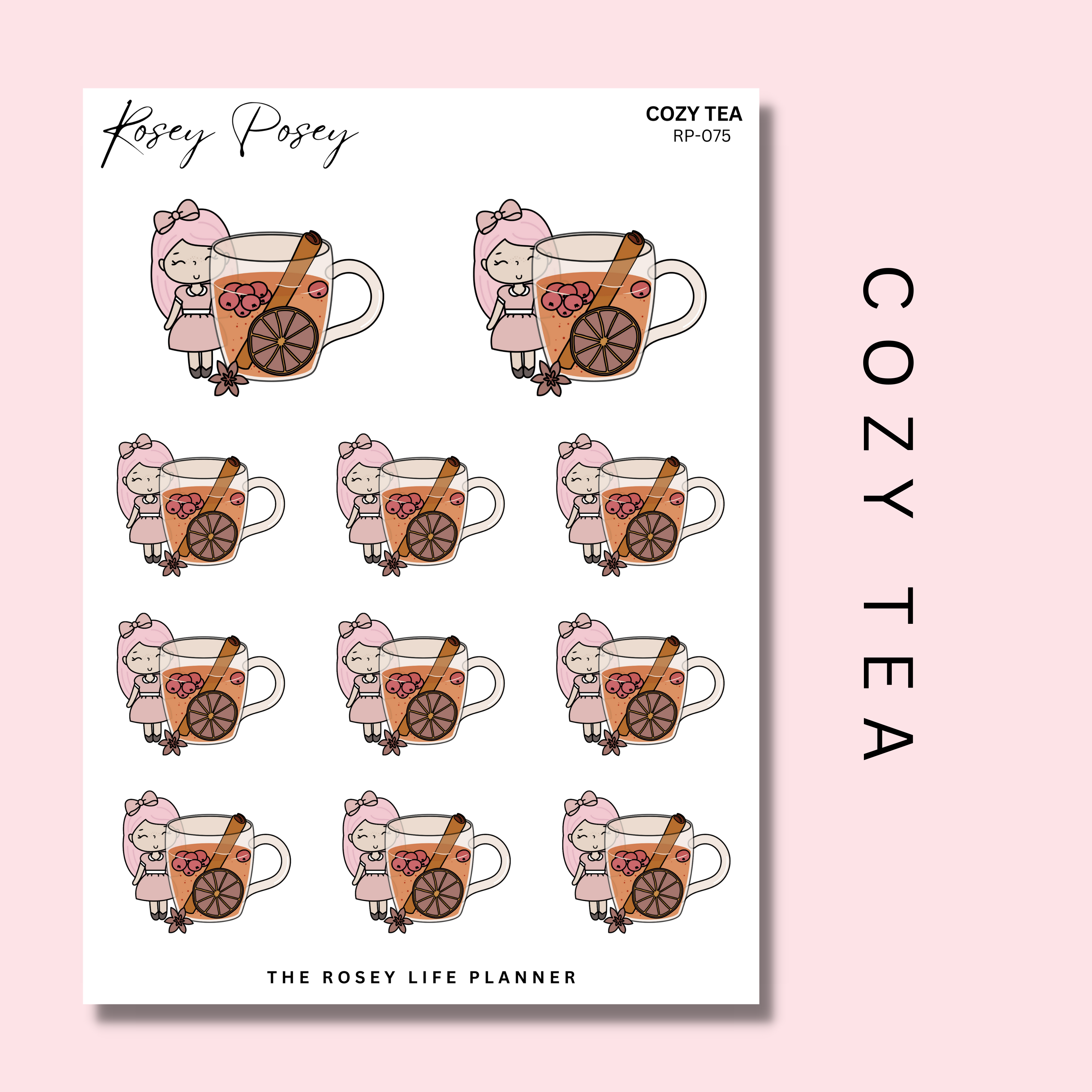 COZY TEA | ROSEY POSEY | CLEAR MATTE & MATTE | RP-075 – theroseylifeplanner