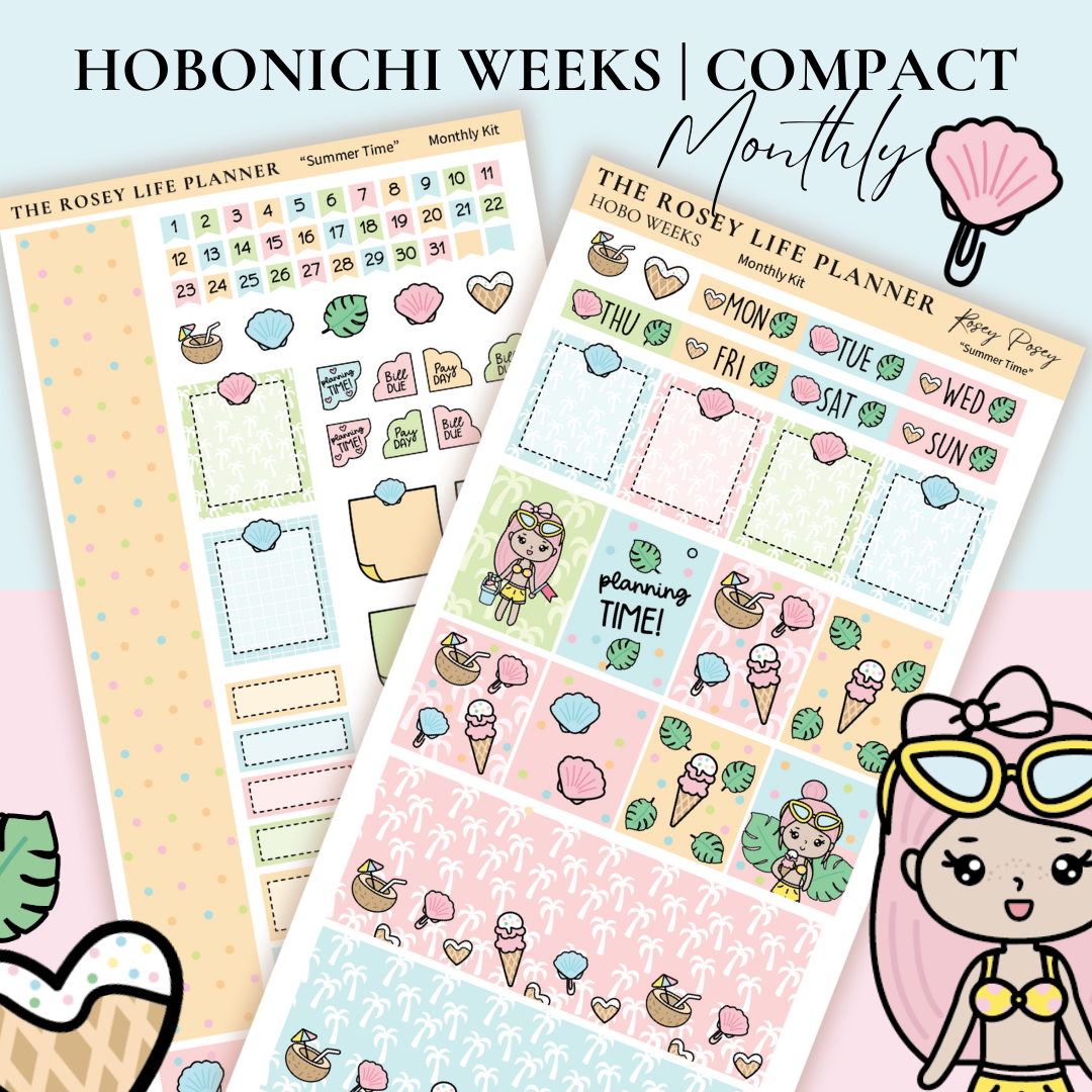 STICKER KIT | Summer | MONTHLY | COMPACT- HOBONICHI WEEKS - A6 - PASSP ...