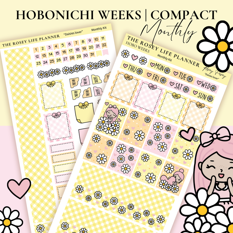 STICKER KIT | Daisy Lover | MONTHLY | COMPACT- HOBONICHI WEEKS - A6 - PASSPORT