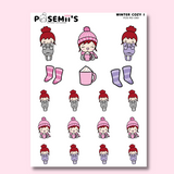 Winter cozy 1 EMOTI GIRLS  | POSEMII CHARACTER STICKERS | 7 OPTIONS