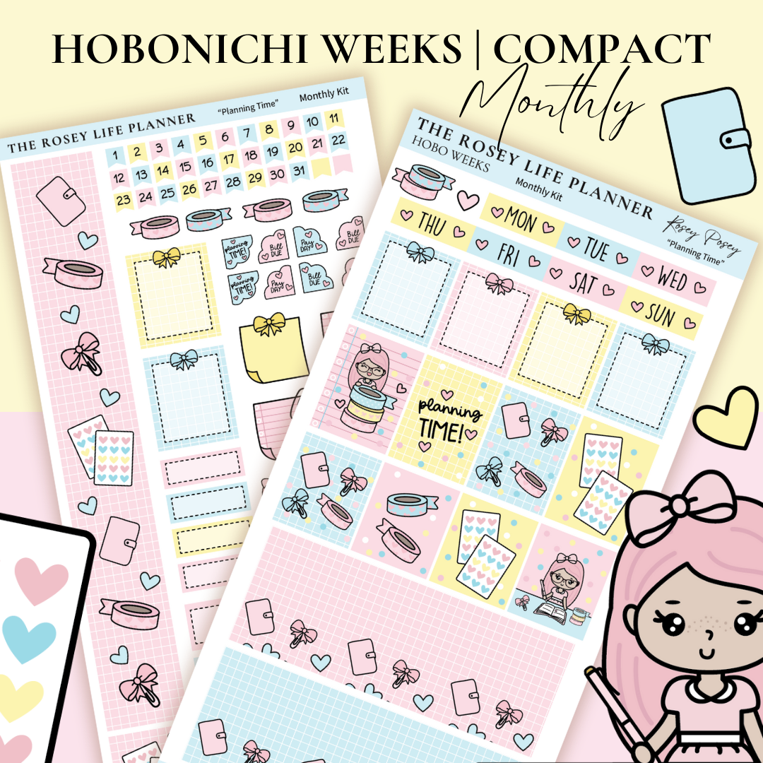 STICKER KIT | Planning Time | MONTHLY | COMPACT- HOBONICHI WEEKS - A6 ...