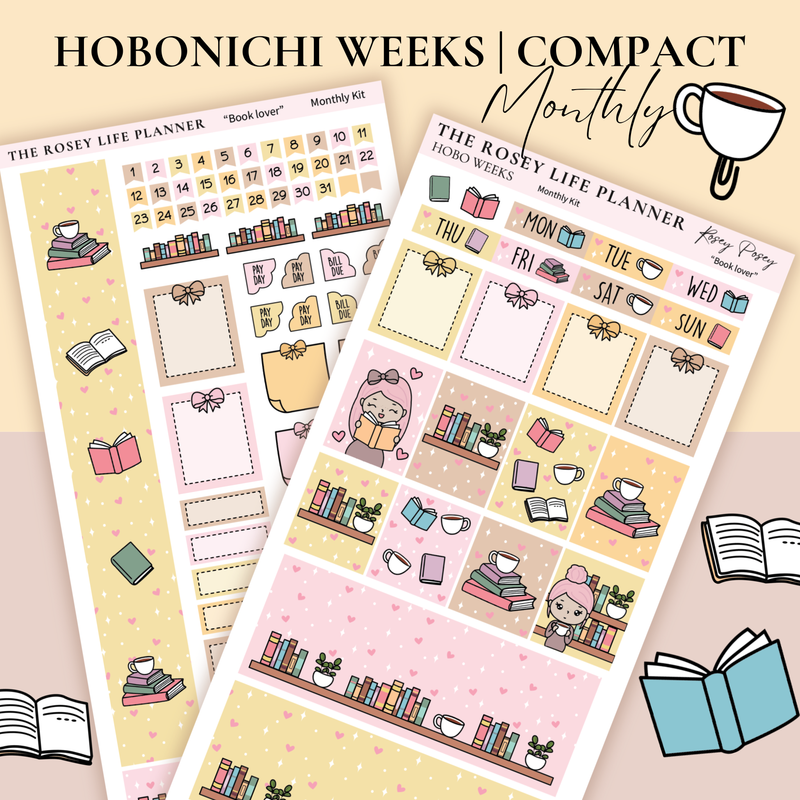 STICKER KIT | BOOK LOVER | MONTHLY | COMPACT- HOBONICHI WEEKS - A6 - PASSPORT