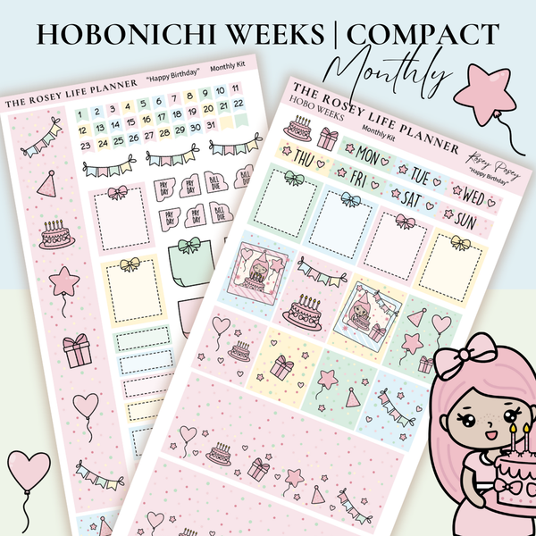 STICKER KIT | Birthday | MONTHLY | COMPACT- HOBONICHI WEEKS - A6 - PASSPORT