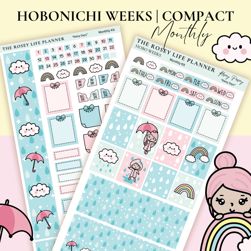 STICKER KIT | Rainy | MONTHLY | COMPACT- HOBONICHI WEEKS - A6 - PASSPORT