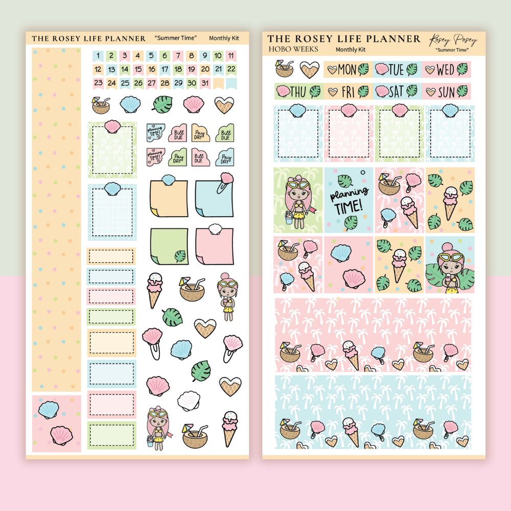 order A6♡ STICKER KIT | Summer | MONTHLY | COMPACT- HOBONICHI WEEKS - A6
