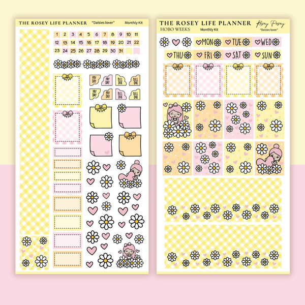 STICKER KIT | Daisy Lover | MONTHLY | COMPACT- HOBONICHI WEEKS - A6 - PASSPORT