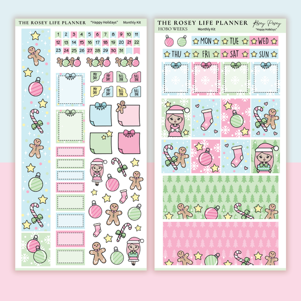 STICKER KIT | Happy Holidays| MONTHLY | COMPACT- HOBONICHI WEEKS - A6 - PASSPORT