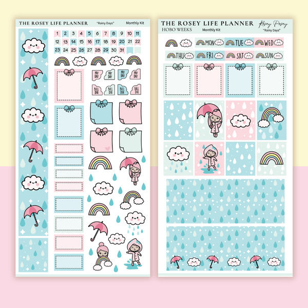 STICKER KIT | Rainy | MONTHLY | COMPACT- HOBONICHI WEEKS - A6 - PASSPORT