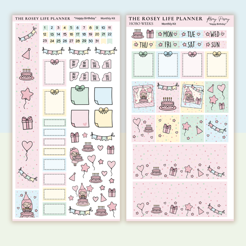 STICKER KIT | Birthday | MONTHLY | COMPACT- HOBONICHI WEEKS - A6 - PASSPORT