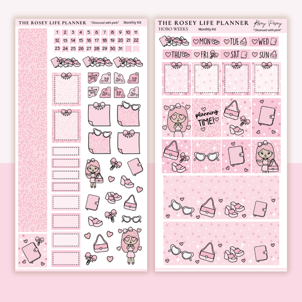 STICKER KIT | Pink Obsession | MONTHLY | COMPACT- HOBONICHI WEEKS - A6 - PASSPORT