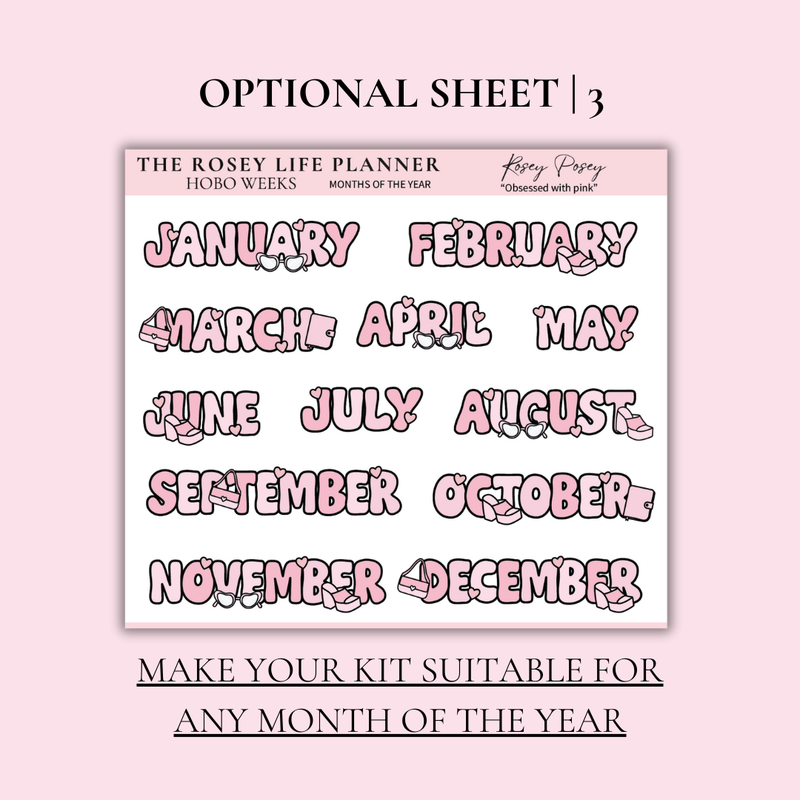 STICKER KIT | Pink Obsession | WEEKLY | COMPACT- HOBONICHI WEEKS - A6 - PASSPORT