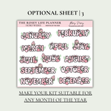 STICKER KIT |  Strawberry Milk | MONTHLY | COMPACT- HOBONICHI WEEKS - A6 - PASSPORT