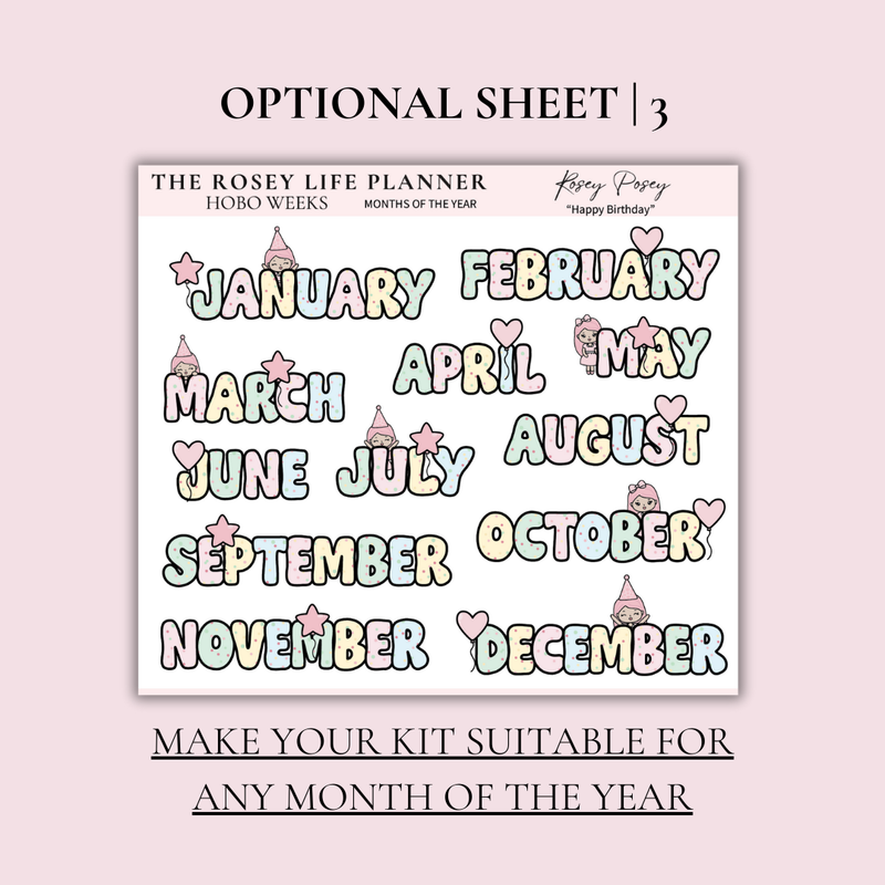 STICKER KIT | Birthday | MONTHLY | COMPACT- HOBONICHI WEEKS - A6 - PASSPORT