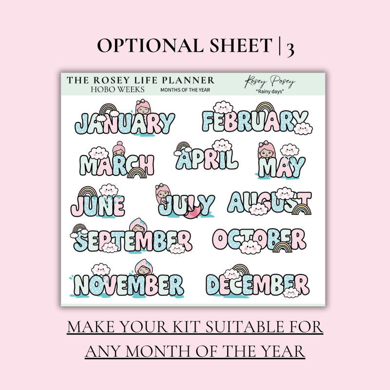 STICKER KIT | Rainy | MONTHLY | COMPACT- HOBONICHI WEEKS - A6 - PASSPORT