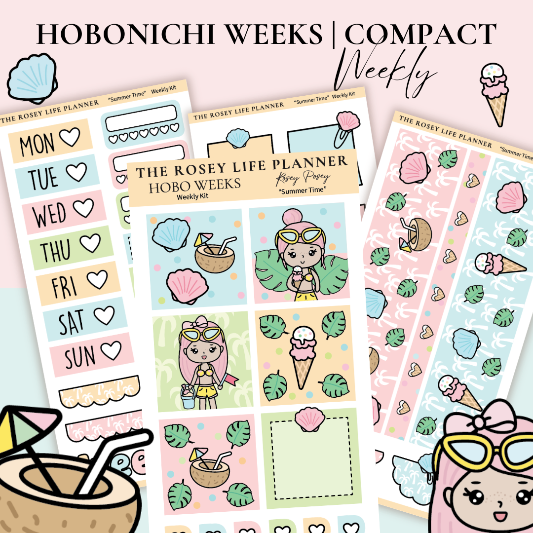 STICKER KIT | Summer | WEEKLY | COMPACT- HOBONICHI WEEKS - A6 - PASSPO ...