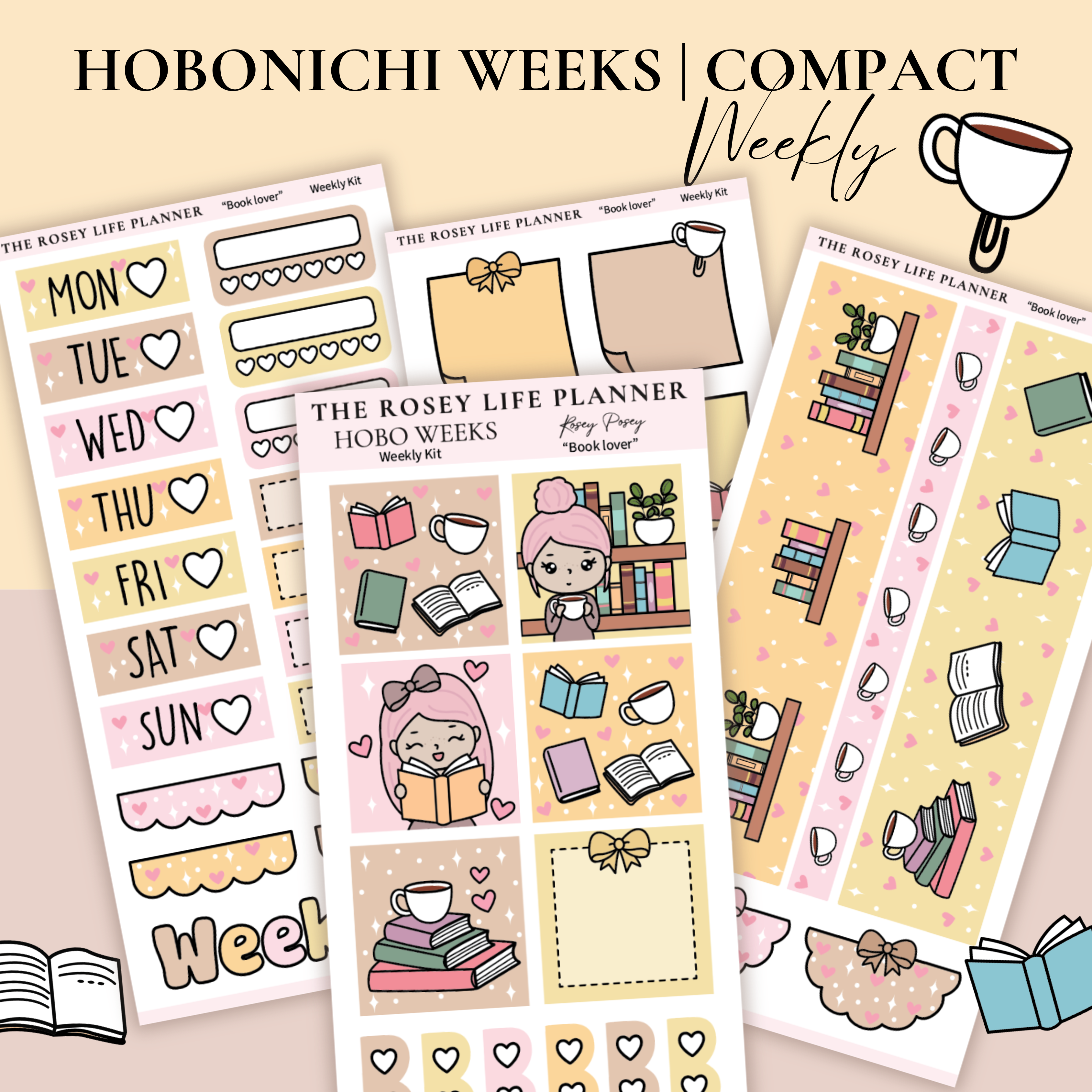 STICKER KIT | BOOK LOVER | WEEKLY | COMPACT- HOBONICHI WEEKS - A6 - PA ...