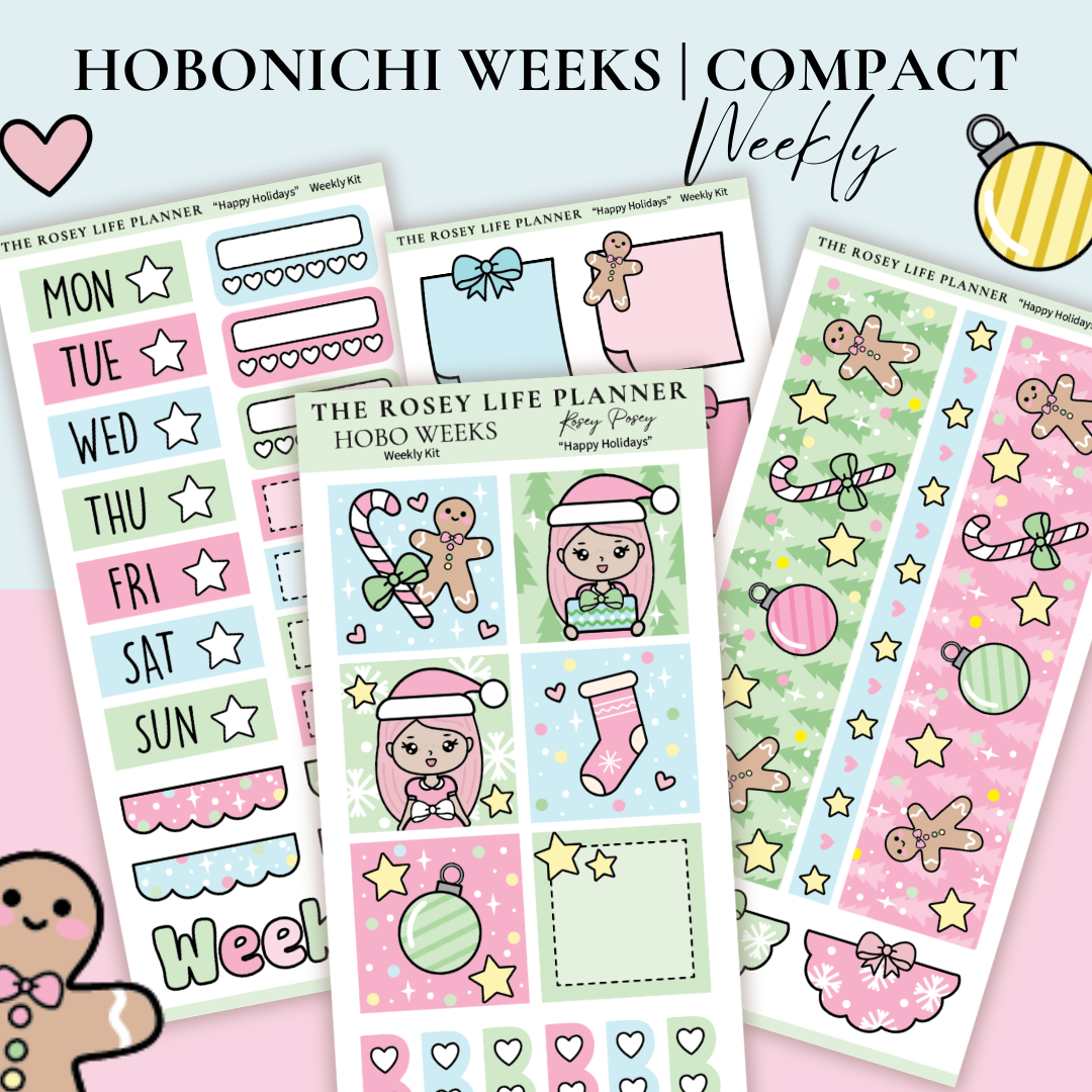 STICKER KIT | Happy Holidays | WEEKLY | COMPACT- HOBONICHI WEEKS - A6 ...