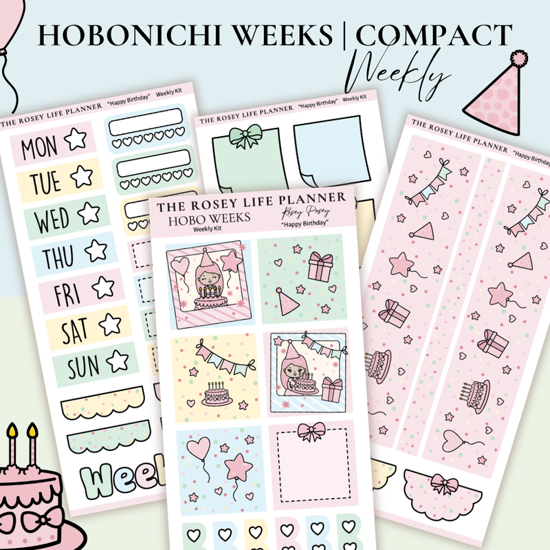 STICKER KIT | Birthday | WEEKLY | COMPACT- HOBONICHI WEEKS - A6 - PASSPORT