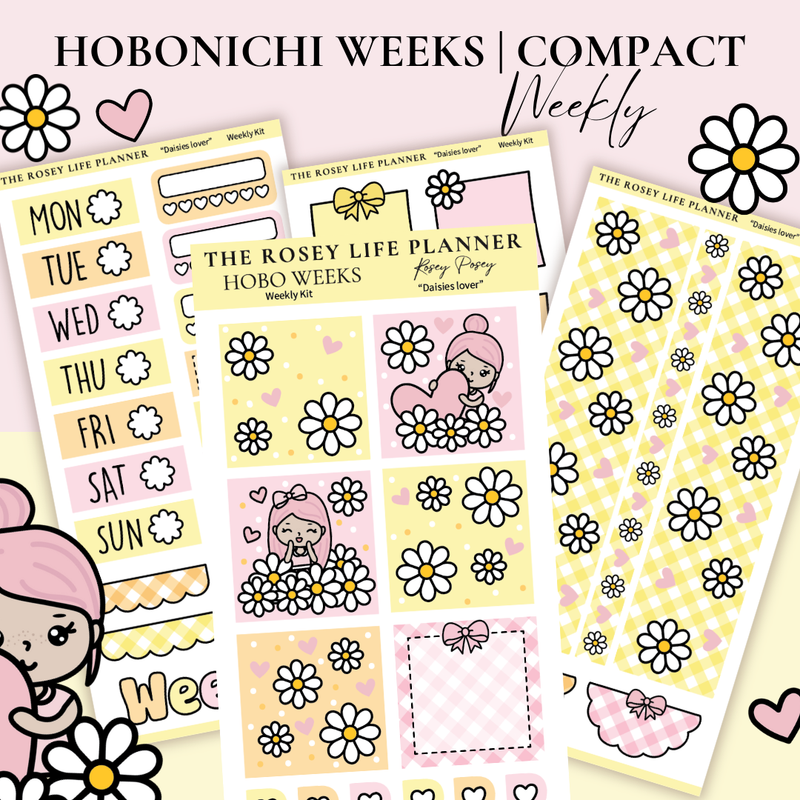 STICKER KIT | Daisy Lover | WEEKLY | COMPACT- HOBONICHI WEEKS - A6 - PASSPORT